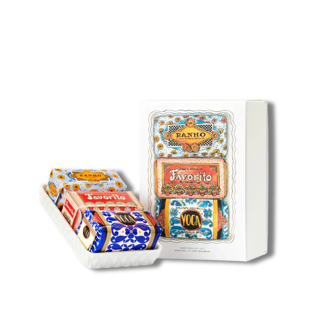 Set cadeau porte-savon & 3 mini savons Deco